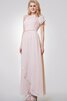 Ein Schulter kurze Ärmeln A-Line Elegantes langes Brautjungfernkleid mit Rüschen - 1