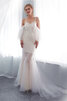 Abito da sposa con perla con perline naturale moderno cerniera giunonico - 2