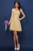 Robe demoiselle d'honneur naturel plissé bref ligne a en satin - 12