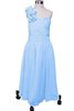 Robe de cortège enfant a-ligne entrecroisé d'épaule asymétrique avec fleurs - 1