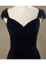 Robe demoiselle d'honneur plissé avec manche épeules enveloppants a-ligne ruché - 4