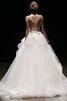 Abito da Sposa A Terra con Nastro con Fusciacca in pizzo in Tulle Schiena Nuda - 2