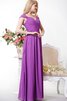 Gerüschtes Reißverschluss A-Line Chiffon bodenlanges romantisches Brautjungfernkleid - 4