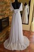 Abito da Sposa Allacciato retro Spazzola Treno con Piega a Spiaggia V-Scollo - 2