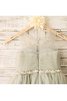 Prinzessin A Linie Normale Taille Wadenlanges Blumenmädchenkleid mit Blume - 4