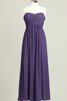 Robe demoiselle d'honneur plissé longue de col en cœur ruché - 3