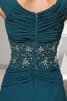 Plissiertes Chiffon gerüschtes Perlenbesetztes bodenlanges Abendkleid - 7