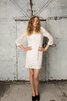 Abito da Sposa con Maniche Lunghe originale Naturale mini in pizzo decorato - 1