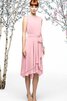 Robe demoiselle d'honneur avec manche épeules enveloppants asymétrique en chiffon - 1