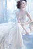 Robe de mariée distinguee décolleté dans le dos avec sans manches avec cristal de col en v - 3