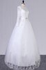 Paillettenbesetztes natürliche Taile Spitze Tüll A-Linie konservatives Brautkleid - 3