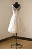 Abito da Sposa Semplice A-Line Senza Maniche in Pizzo con Fusciacca Sotto Ginocchio - 3