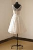 Schaufel-Ausschnitt A-Line Ärmellos Brautkleid mit Bordüre mit Gürtel - 3