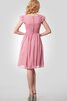 Chiffon A-Linie gerüschtes schlichtes legeres Brautjungfernkleid mit gekappten Ärmeln - 3