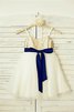Robe de cortège enfant brillant naturel ligne a en tulle bretelles spaghetti - 2