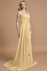 A-Linie Chiffon Ärmelloses Sweep Zug Nackenband Brautjungfernkleid - 17