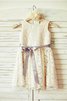 Ärmelloses Normale Taille Prinzessin A-Linie Blumenmädchenkleid mit Reißverschluss - 1