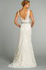 Robe de mariée modeste festonné avec perle a plage maillot - 3
