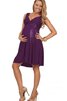 Empire Taille Perlenbesetztes Ärmelloses V-Ausschnitt kurzes Cocktailkleid aus Chiffon - 4