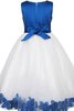 Reißverschluss Bateau Tüll A-Line Blumenmädchenkleid mit Blume mit Schmetterlingsknoten - 3