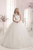 Abito da Sposa con Applique Coda A Strascico Corto Lungo Schiena Nuda Barchetta con Cristino - 1