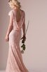 Juwel Ausschnitt rückenfreies sexy konservatives Brautkleid mit gekappten Ärmeln aus Spitze - 1