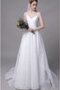Abito da sposa senza maniche naturale originale vendita calda spazzola treno a chiesa - 4