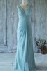 Robe demoiselle d'honneur naturel avec sans manches de fourreau en chiffon ruché - 1