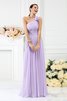 Reißverschluss Chiffon Sittsames Brautjungfernkleid ohne Ärmeln mit Blume - 1