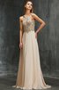 Abito da Ballo con Perline Conotta in Chiffon A-Line Senza Maniche - 5