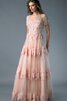 Robe de bal naturel ligne a avec manche courte fermeutre eclair longueru au niveau de sol - 1