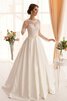 Romántico Vestido de Novia de Corte-A de Volante de Cola Barriba de Largo - 1