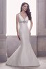 Robe de mariée modeste décolleté dans le dos avec sans manches de sirène de traîne courte - 1