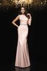 Satin Perlenbesetztes Juwel Ausschnitt Bodenlanges Glamouröses Abendkleid - 4