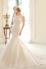 Modesto Vestido de Novia de Corte Sirena de Plisado de Cola Corte de Escote con abertura - 1