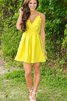 Prinzessin Normale Taille V-Ausschnitt Satin A Linie Abiballkleid - 1