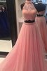 Robe de soirée naturel longue de princesse 2 pice textile en tulle - 1