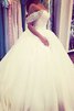 Abito da Sposa Spazzola Treno Ball Gown Fuori dalla spalla in Tulle con Perline - 1