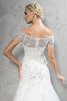 Robe de mariée longue naturel appliques d'epaule ajourée de traîne moyenne - 6