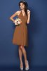 Natürliche Taile Chiffon Nackenband A-Line Kurzes Brautjungfernkleid - 3