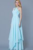 Robe demoiselle d'honneur avec sans manches de lotus avec chiffon ruché trou de serrure - 5