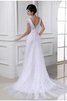 Abito da Sposa Lungo A-Line con Applique V-Scollo Moda - 2