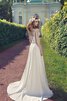 Abito da Sposa A Terra Coda A Strascico Corto in Chiffon in pizzo Cappellino in Pizzo - 3