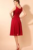 Robe demoiselle d'honneur avec sans manches fermeutre eclair ruché a-ligne au niveau de genou - 4