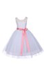 Robe de cortège enfant plissé naturel avec décoration dentelle avec ruban avec nœud - 1