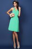 Natürliche Taile Chiffon Nackenband A-Line Kurzes Brautjungfernkleid - 15