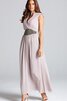 Moderno Vestido de Dama de Honor en Gasa de Largo de Espalda con ojo de cerradura - 4