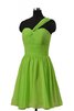 Ein Schulter Reißverschluss A-Linie Chiffon kurzes Brautjungfernkleid - 2