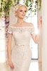 Schulterfrei luxus bodenlanges Brautkleid mit Gürtel mit gekappten Ärmeln - 3