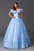 Duchesse-Linie Normale Taille Schulterfrei Perlenbesetztes Anständiges Quinceanera Kleid - 1